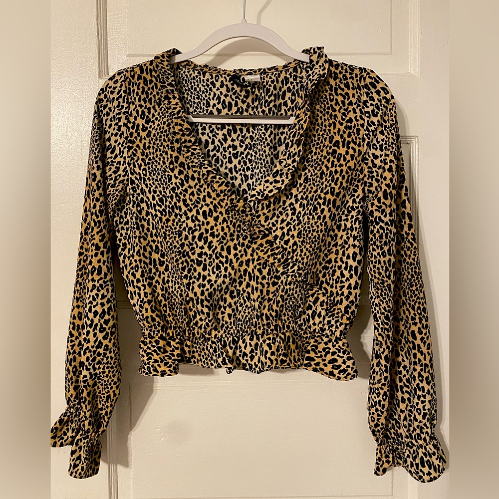Cheetah Print Peplum Blouse